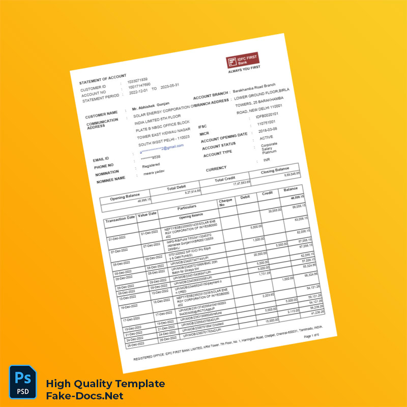 Unknown Bank Statement Template in Word and PDF formats 6 page Unknown Bank Statement Template in Word and PDF formats 6 page