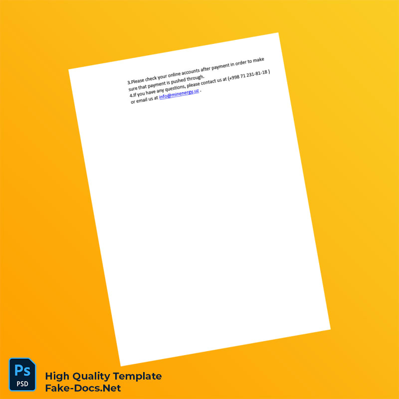 Uzbekistan Uzbekneftegaz Editable Utility Bill Template in Word and PDF formats 2 page Uzbekistan Uzbekneftegaz Editable Utility Bill Template in Word and PDF formats 2 page