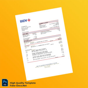 Vietnam BIDV Bank Statement Template in Word and PDF formats