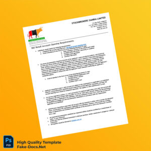 Zambia Stockbrokers Zambia Limited Editable Retail Account Opening Checklist and Form Template in Word and PDF formats 2 page Zambia Stockbrokers Zambia Limited Editable Retail Account Opening Checklist and Form Template in Word and PDF formats 2 page