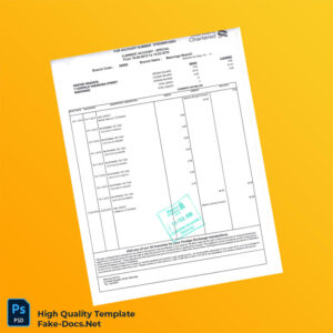 Zimbabwe Standard Chartered Bank Statement Template in Word and PDF formats 2 page