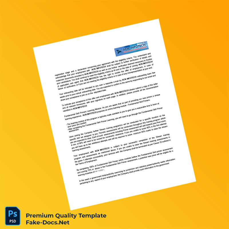 Acn Infotech Employment Verification Letter Template (Word & PDF) 6 page Acn Infotech Employment Verification Letter Template (Word & PDF) 6 page