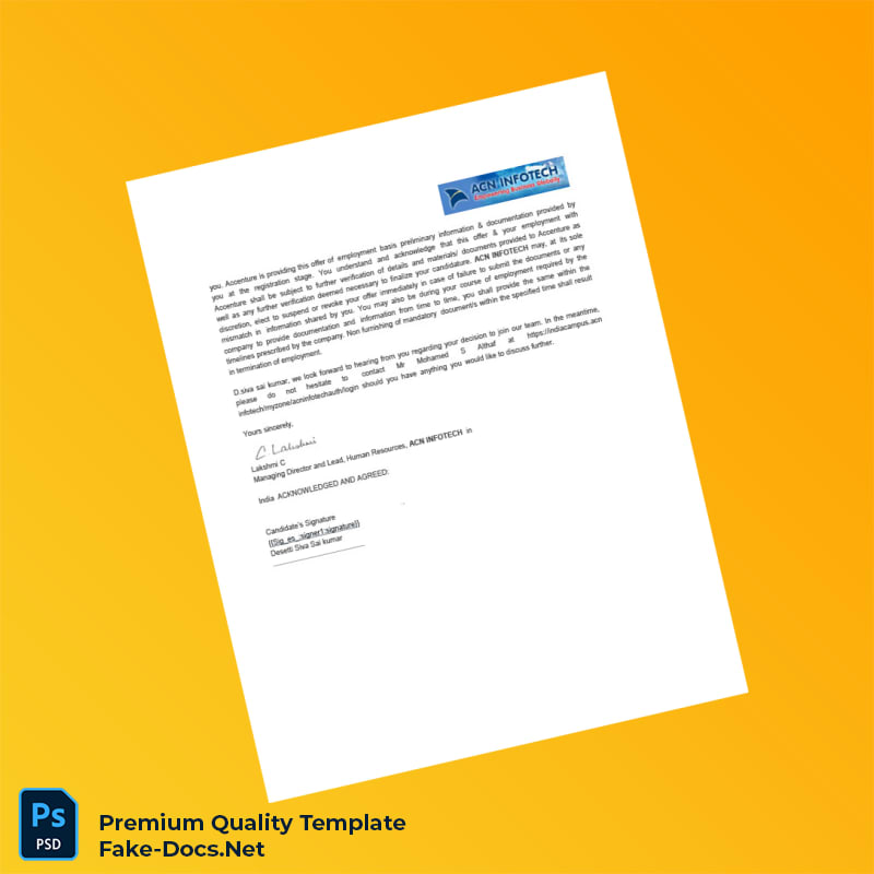 Acn Infotech Employment Verification Letter Template (Word & PDF) 6 page Acn Infotech Employment Verification Letter Template (Word & PDF) 6 page