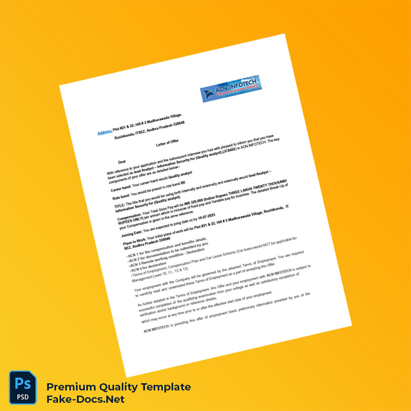 Acn Infotech Employment Verification Letter Template (Word & PDF) 6 page Acn Infotech Employment Verification Letter Template (Word & PDF) 6 page