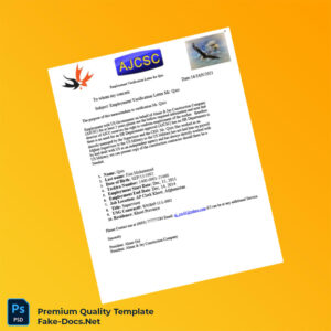 Afghanistan Almar Jay Construction Company Employment Verification Letter Template (Word & PDF)