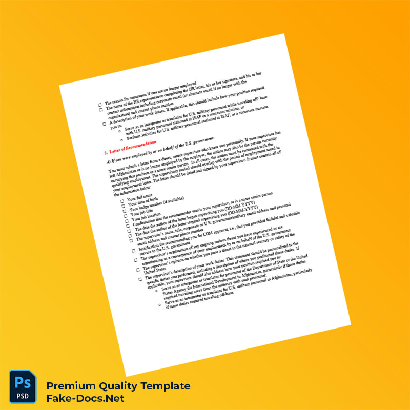 Afghanistan Employer Employment Verification Letter Template (Word & PDF) 8 page Afghanistan Employer Employment Verification Letter Template (Word & PDF) 8 page