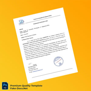 Afghanistan Society for Sustainable Development Employment Verification Letter Template (Word & PDF) 2 page Afghanistan Society for Sustainable Development Employment Verification Letter Template (Word & PDF) 2 page