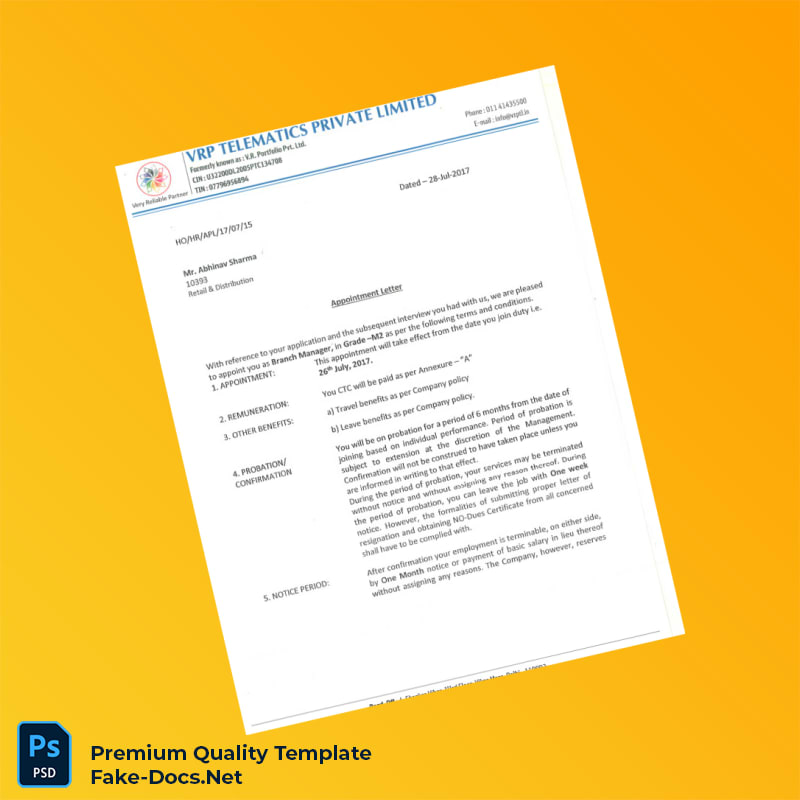 Appointment Letter 2017 Employment Verification Letter Template (Word & PDF) 5 page Appointment Letter 2017 Employment Verification Letter Template (Word & PDF) 5 page