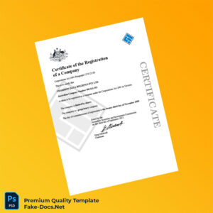 Australia Australian Securities and Investments Commission Company Registration Certificate Template (Word & PDF) Australia Australian Securities and Investments Commission Company Registration Certificate Template (Word & PDF)