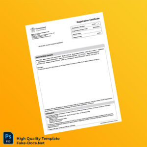 Australia Department of Transport and Main Roads Editable Registration Certificate Template in Word and PDF formats Australia Department of Transport and Main Roads Editable Registration Certificate Template in Word and PDF formats