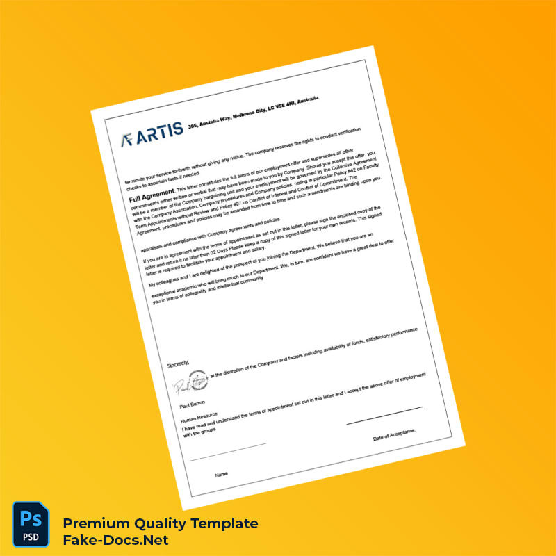 Australia Emon Employment Verification Letter Template (Word & PDF) 3 page Australia Emon Employment Verification Letter Template (Word & PDF) 3 page