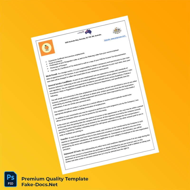 Australia Orange Botanic Gardens Employment Verification Letter Template (Word & PDF) 3 page Australia Orange Botanic Gardens Employment Verification Letter Template (Word & PDF) 3 page