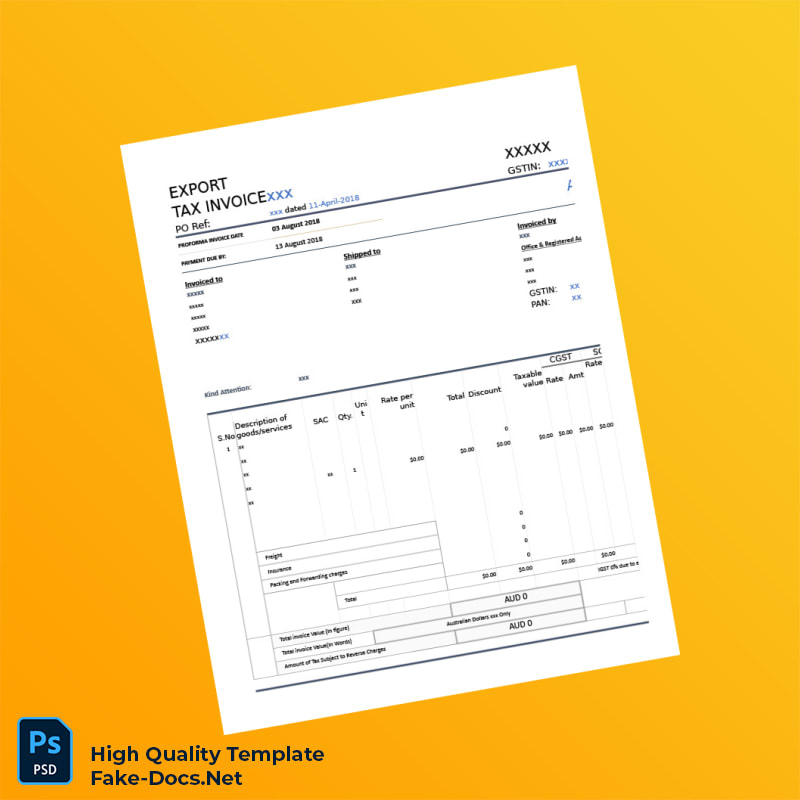 Australia Proforma Invoice Template in Word and PDF formats 4 page Australia Proforma Invoice Template in Word and PDF formats 4 page