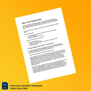 Australia Roads and Maritime Services Short Term Vehicle Registration Template (Word & PDF) 3 page