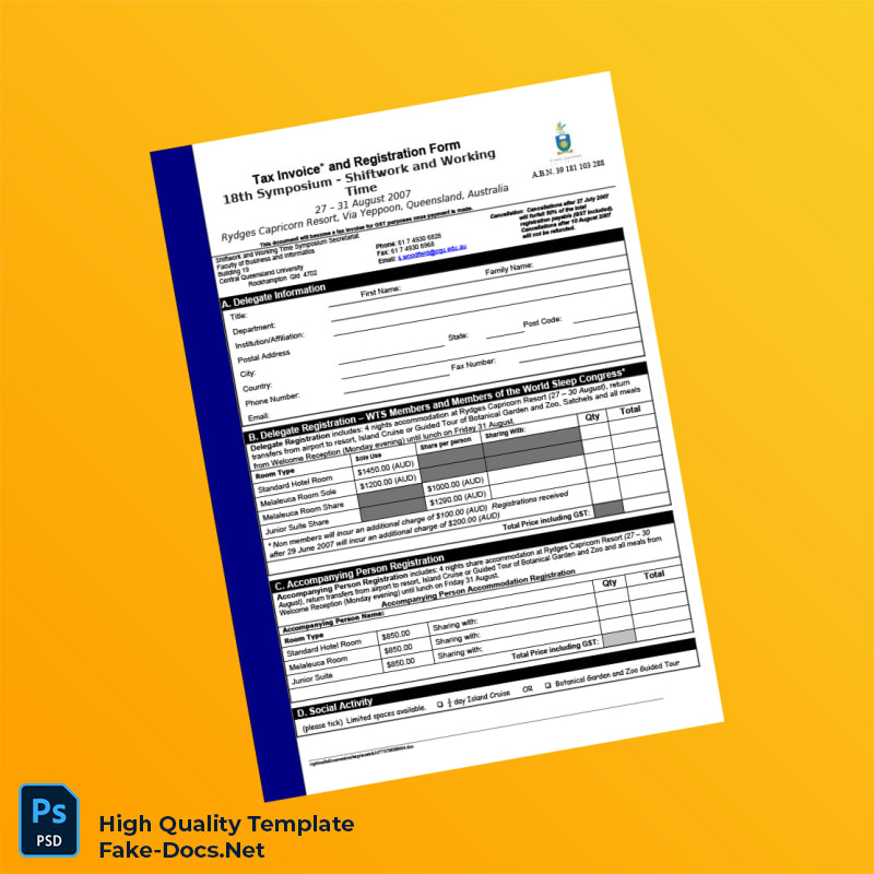 Australia Tax Invoice Template in Word and PDF formats 2 page Australia Tax Invoice Template in Word and PDF formats 2 page