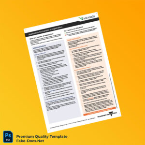 Australia VicRoads Vehicle Registration Transfer Application Template (Word & PDF) 6 page