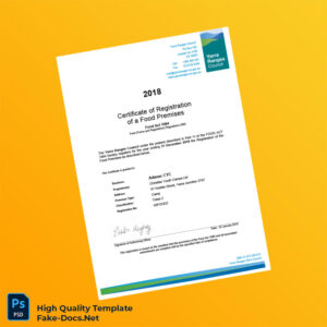 Australia Yarra Ranges Council Food Registration Certificate Template in Word and PDF formats 2 page Australia Yarra Ranges Council Food Registration Certificate Template in Word and PDF formats 2 page