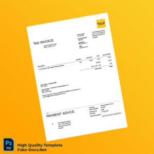 Australia Yello Marketing Agency Invoice Template in Word and PDF formats Australia Yello Marketing Agency Invoice Template in Word and PDF formats