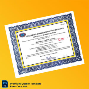 Bahamas Securities Commission Certificate of Registration Template (Word & PDF)