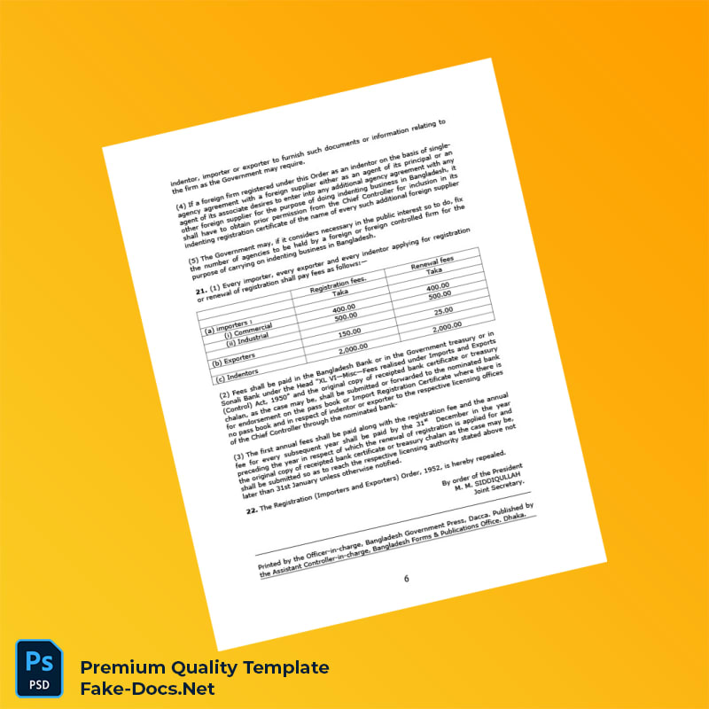 Bangladesh Chief Controller Registration Certificate Template (Word & PDF) 7 page Bangladesh Chief Controller Registration Certificate Template (Word & PDF) 7 page