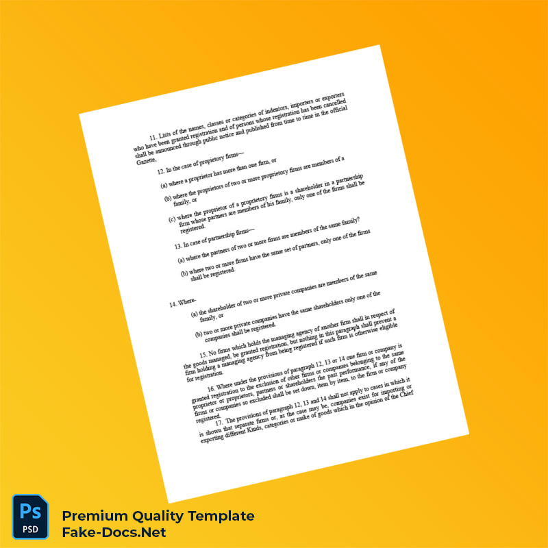 Bangladesh Chief Controller of Imports and Exports Registration Certificate Template (Word & PDF) 8 page Bangladesh Chief Controller of Imports and Exports Registration Certificate Template (Word & PDF) 8 page