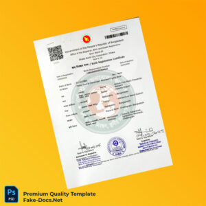 Bangladesh Dhaka North City Corporation Birth Registration Certificate Template (Word & PDF)