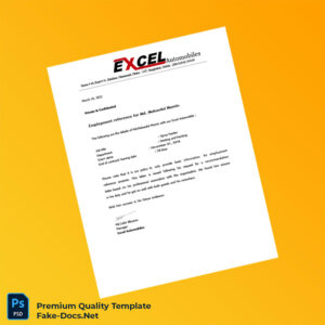 Bangladesh Excel Automobiles Employment Verification Letter Template (Word & PDF) Bangladesh Excel Automobiles Employment Verification Letter Template (Word & PDF)