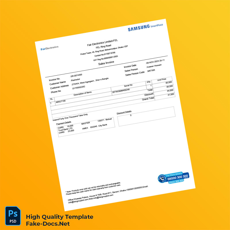 Bangladesh Fair Electronics Limited Invoice Template in Word and PDF formats Bangladesh Fair Electronics Limited Invoice Template in Word and PDF formats