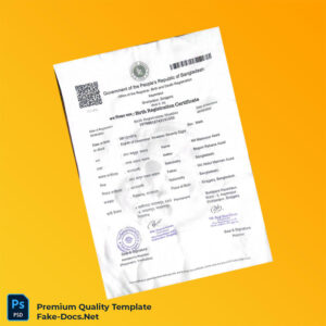Bangladesh Government Birth Registration Certificate Template (Word & PDF)