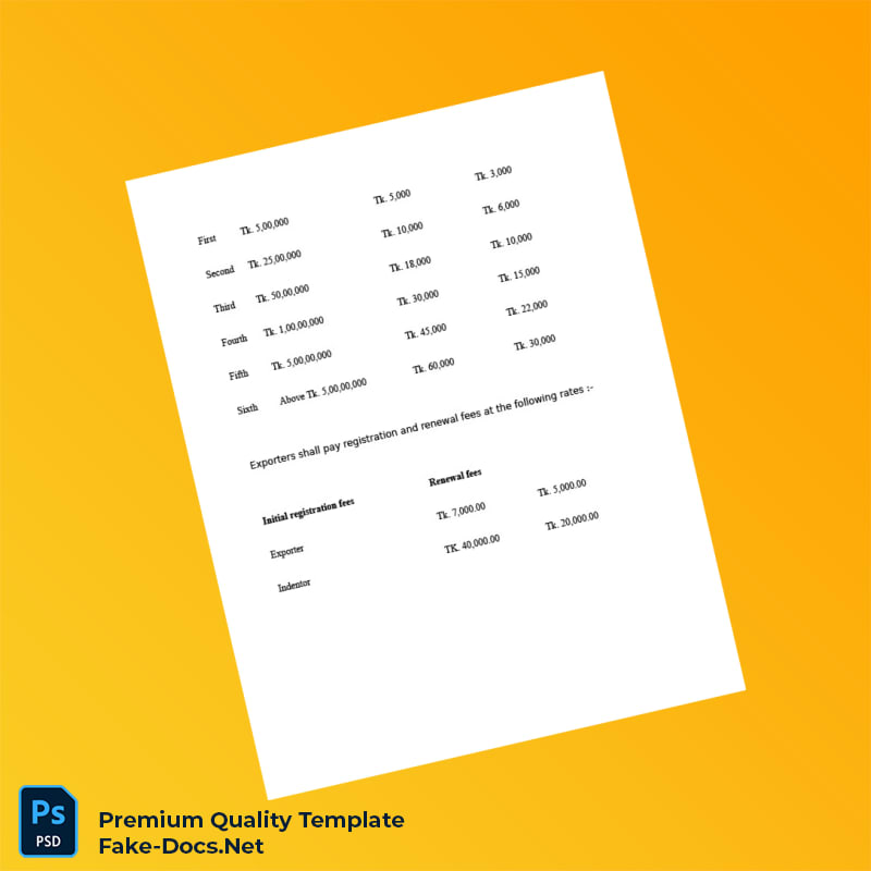 Bangladesh Ministry of Commerce Import Registration Certificate and Export Registration Certificate Procedure Template in Word a 2 page Bangladesh Ministry of Commerce Import Registration Certificate and Export Registration Certificate Procedure Template in Word a 2 page