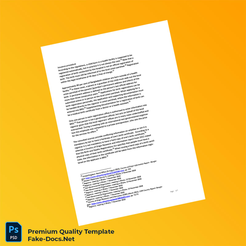 Bangladesh Ministry of Health Editable Birth Registration Certificate Template (Word & PDF) 7 page Bangladesh Ministry of Health Editable Birth Registration Certificate Template (Word & PDF) 7 page