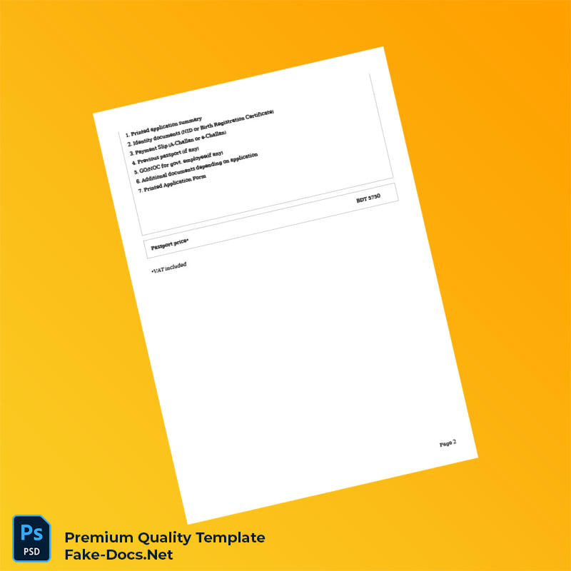 Bangladesh Passport Office Registration Certificate Template (Word & PDF) 2 page Bangladesh Passport Office Registration Certificate Template (Word & PDF) 2 page