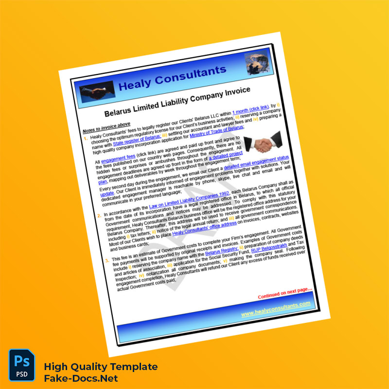 Belarus Healy Consultants Invoice Template in Word and PDF formats 8 page Belarus Healy Consultants Invoice Template in Word and PDF formats 8 page
