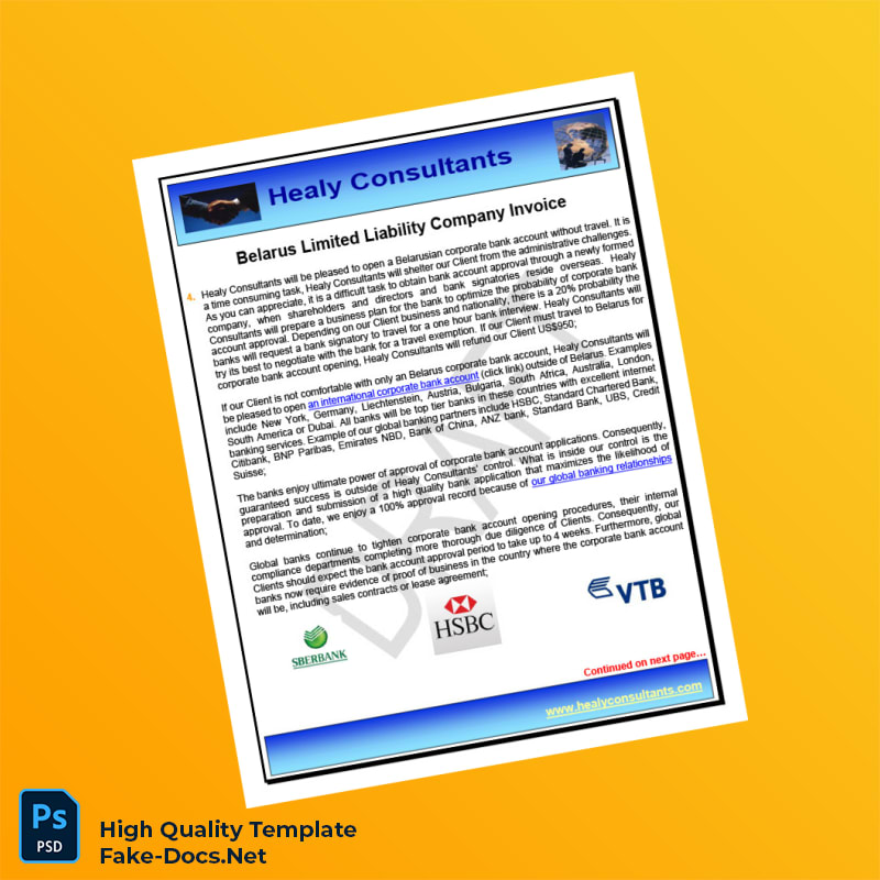 Belarus Healy Consultants Invoice Template in Word and PDF formats 8 page Belarus Healy Consultants Invoice Template in Word and PDF formats 8 page