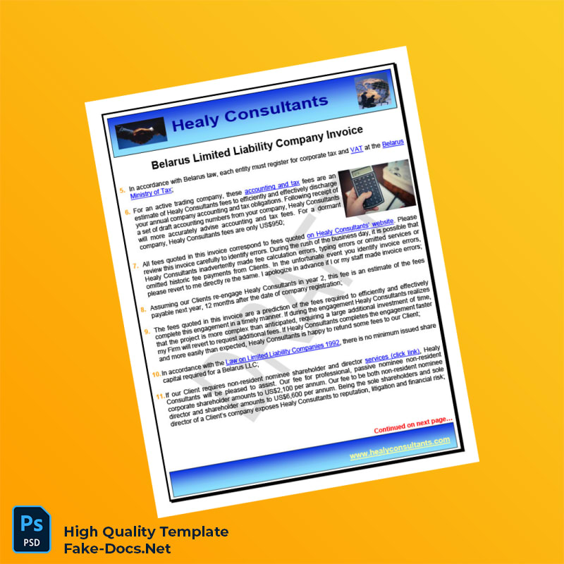 Belarus Healy Consultants Invoice Template in Word and PDF formats 8 page Belarus Healy Consultants Invoice Template in Word and PDF formats 8 page