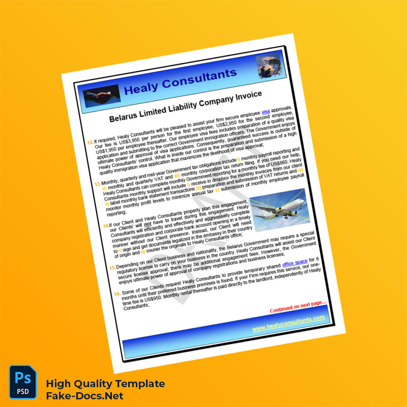 Belarus Healy Consultants Invoice Template in Word and PDF formats 8 page Belarus Healy Consultants Invoice Template in Word and PDF formats 8 page