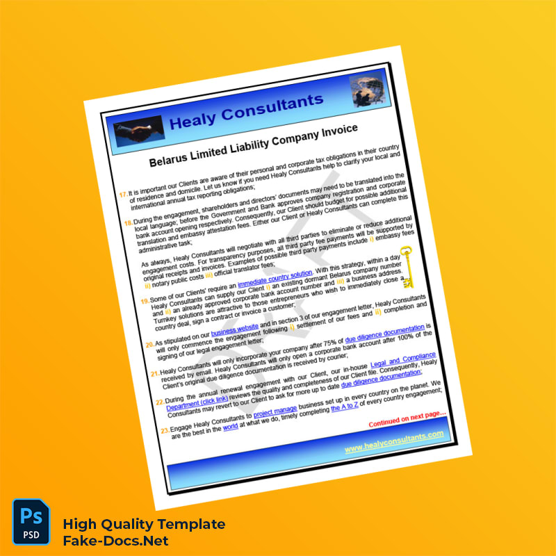 Belarus Healy Consultants Invoice Template in Word and PDF formats 8 page Belarus Healy Consultants Invoice Template in Word and PDF formats 8 page