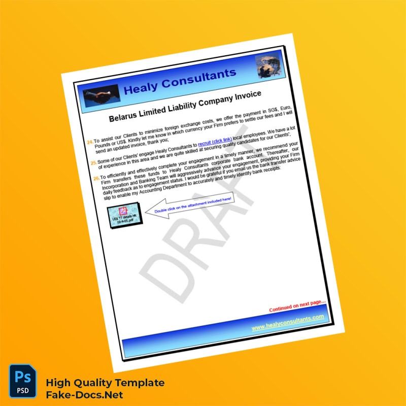 Belarus Healy Consultants Invoice Template in Word and PDF formats 8 page Belarus Healy Consultants Invoice Template in Word and PDF formats 8 page