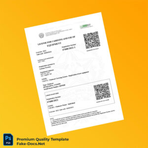 Brazil License for Carrying and Use of Equipment Registration Certificate Template (Word & PDF)
