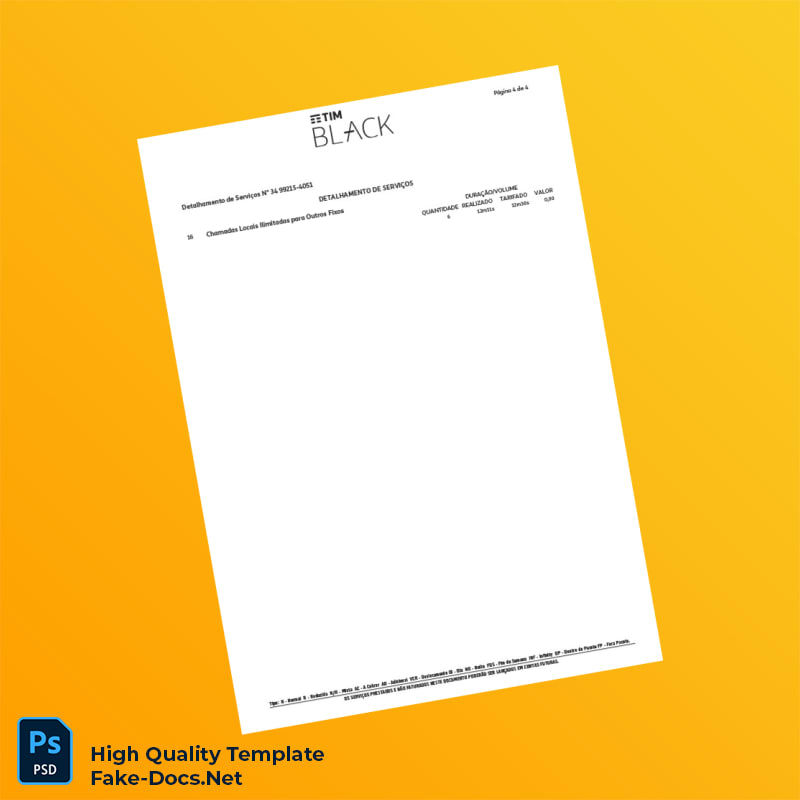 Brazil TIM Invoice Template in Word and PDF formats 6 page Brazil TIM Invoice Template in Word and PDF formats 6 page