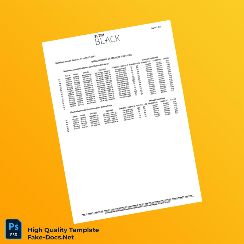 Brazil TIM Invoice Template in Word and PDF formats 6 page Brazil TIM Invoice Template in Word and PDF formats 6 page