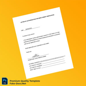 CTBC Bank Employment Verification Letter Template (Word & PDF)