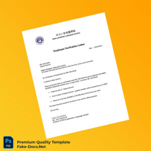Cambodia Mirai Japanese Language School Employment Verification Letter Template (Word & PDF) 2 page