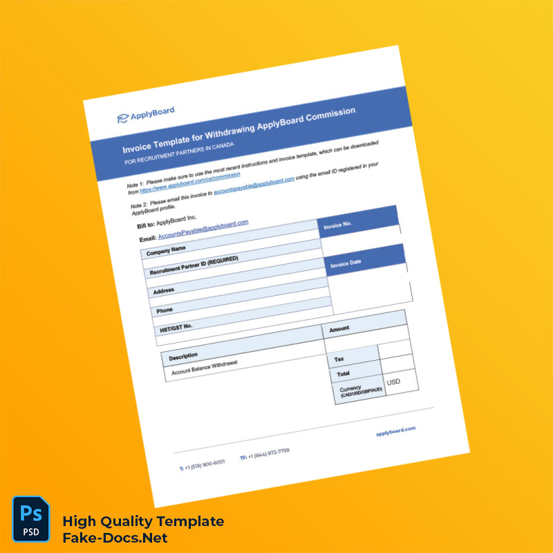 Canada ApplyBoard Invoice Template in Word and PDF formats 2 page Canada ApplyBoard Invoice Template in Word and PDF formats 2 page
