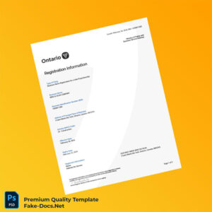 Canada Ministry of Public and Business Service Delivery Business Name Registration Certificate Template (Word & PDF) 2 page