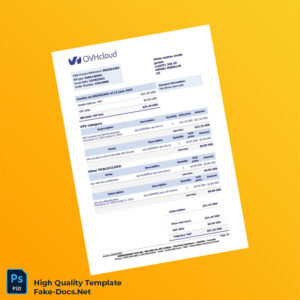 Canada OVH Cloud Invoice Template in Word and PDF formats 2 page