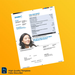 Canada Shaw Cable Invoice Template in Word and PDF formats 2 page