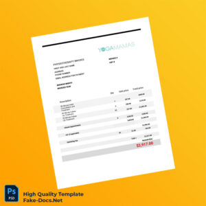 Canada YOGAMAMAS Invoice Template in Word and PDF formats