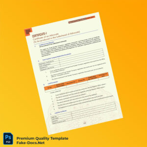 Certificate of an Advocate Registration Certificate Template (Word & PDF) 2 page