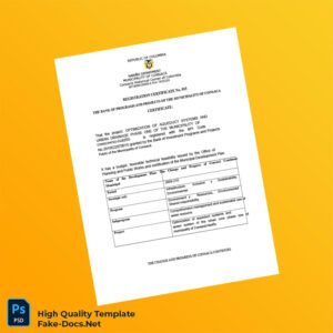 Colombia Municipality of Consacá Project Bank Registration Certificate Template in Word and PDF formats 2 page Colombia Municipality of Consacá Project Bank Registration Certificate Template in Word and PDF formats 2 page